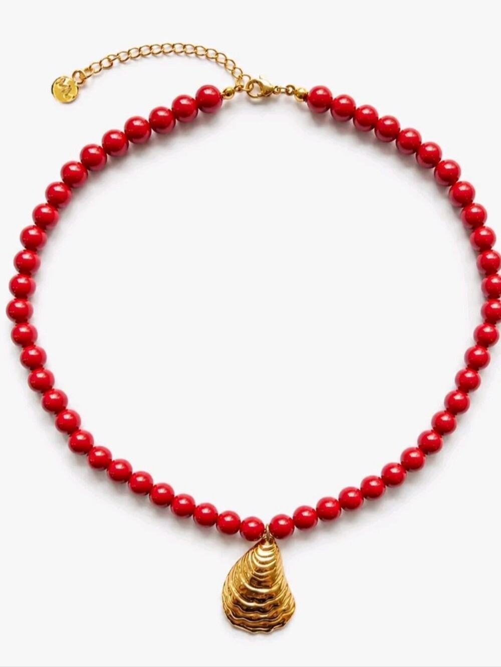 Mayamar Red Sandstone Beaded Shell Pendant Necklace & Gift Bag - Picture 3 of 4